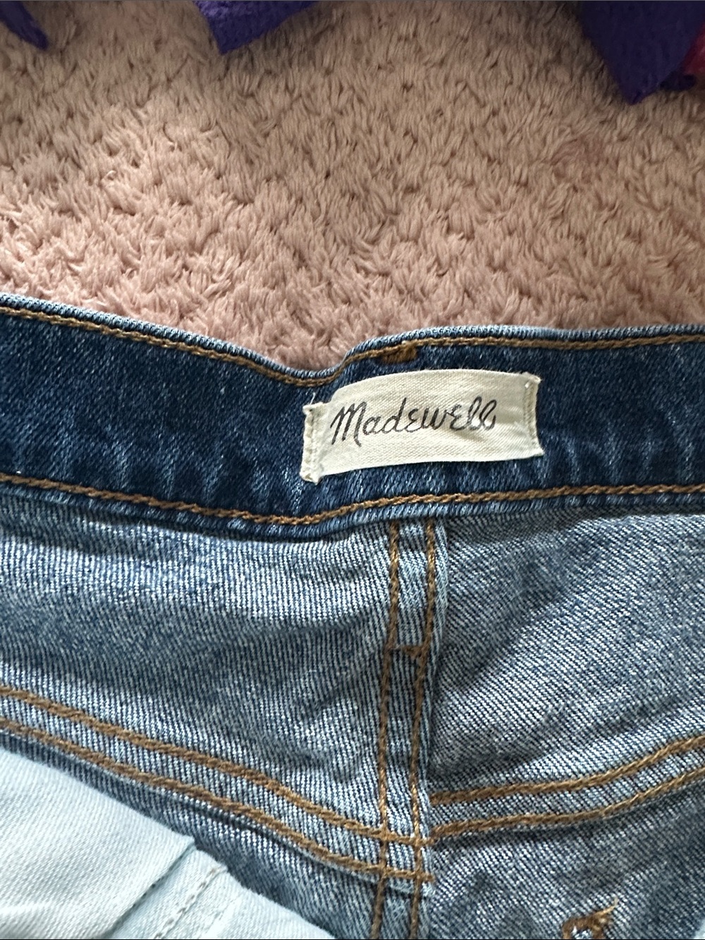 Madewell Blue High-Rise Frayed Hem Denim Shorts - Picture 2 of 4